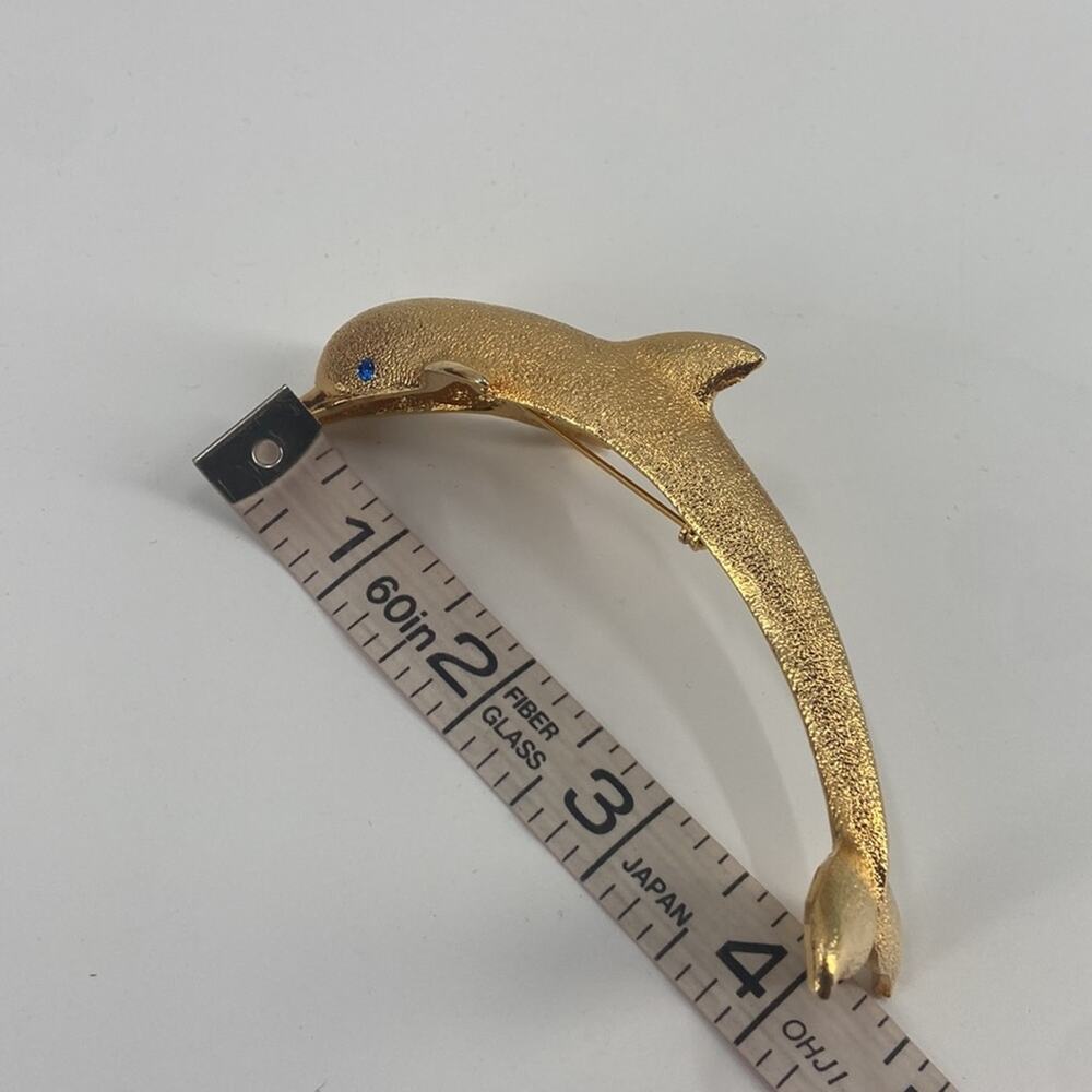 Vintage huge gold tone dolphin brooch - Picture 5 of 5
